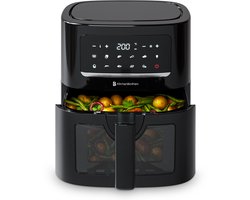 KitchenBrothers Airfryer XL - PFAS-Vrij - 1600W - 6L - Heteluchtfriteuse - 50ºC tot 200ºC - Met kijkvenster - 10 Kookprogramma's - Zwart