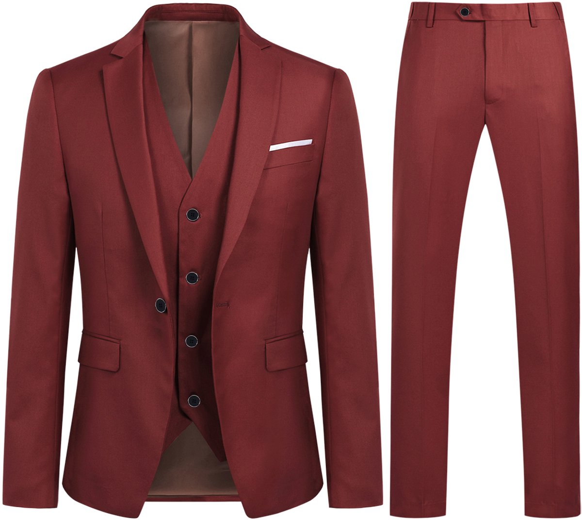 ALLTHEMEN Heren Slim Fit 3-delige Moderne Pakken - Herenpak Voor Zakelijke Bruiloften - S