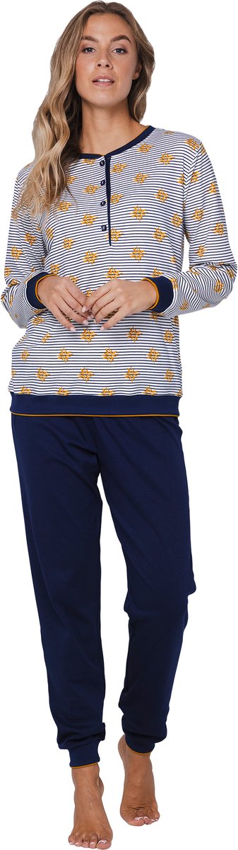 Pastunette Moonlite - Pyjama - Katoen - Wit/Blauw