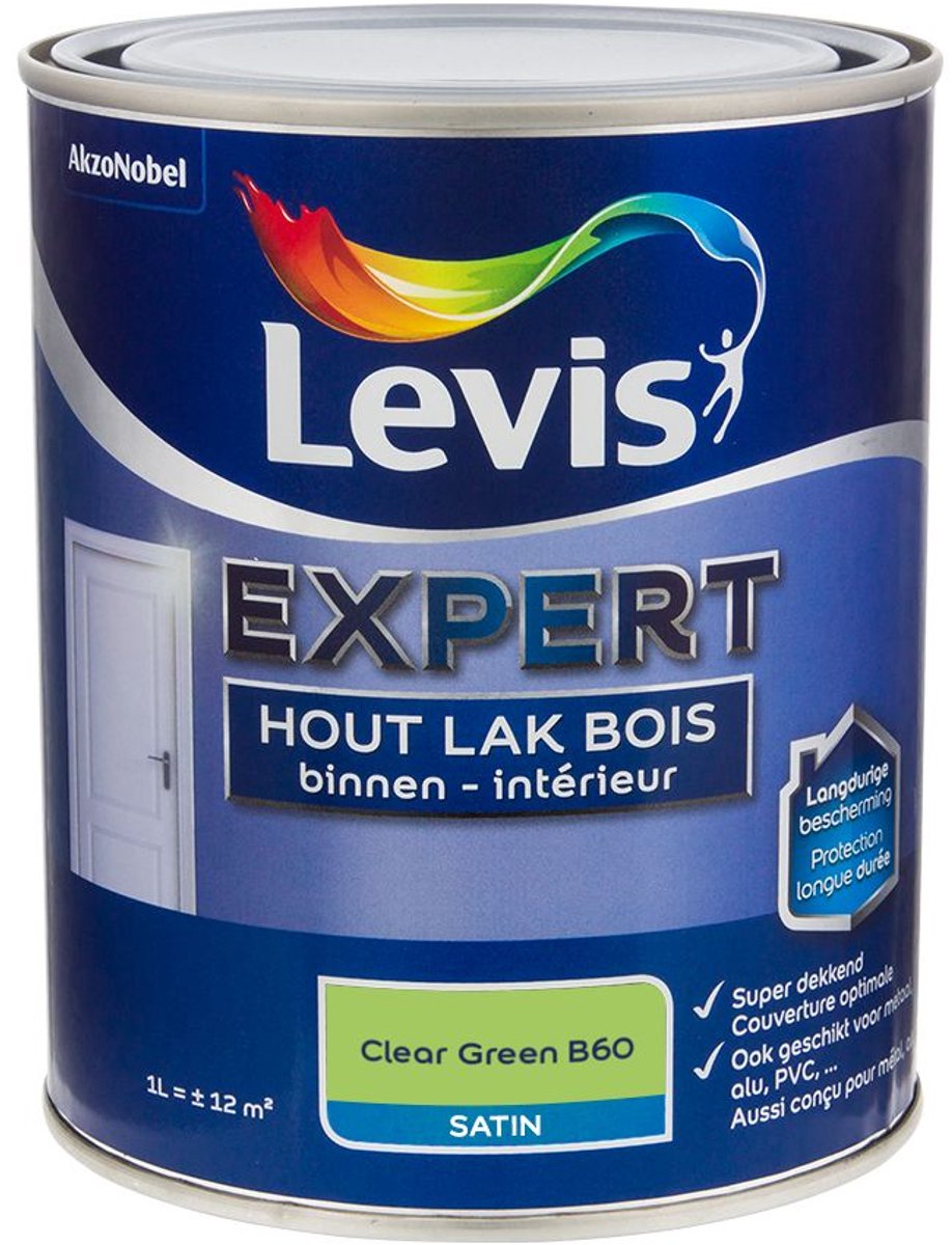 Levis - Expert Hout Lak Binnen Satin Mix - Clear Green B60 - Mengverf - 1 L