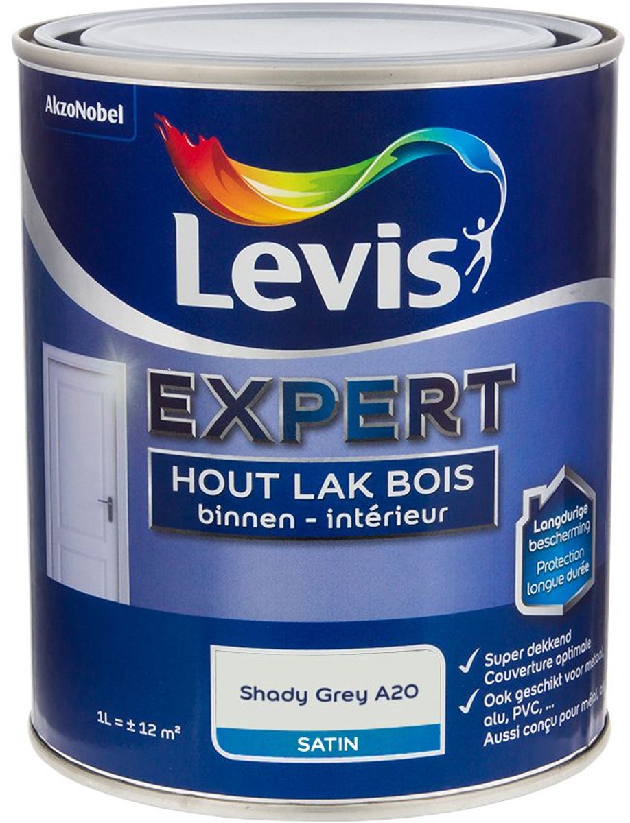 Levis - Expert Hout Lak Binnen Satin Mix - Shady Grey A20 - 1 L