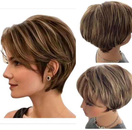 Perruque Courte 100% Cheveux Naturels Roux Cuivré Intense – Ref MAIA 130, Bonnet Classique, Raie Libre
