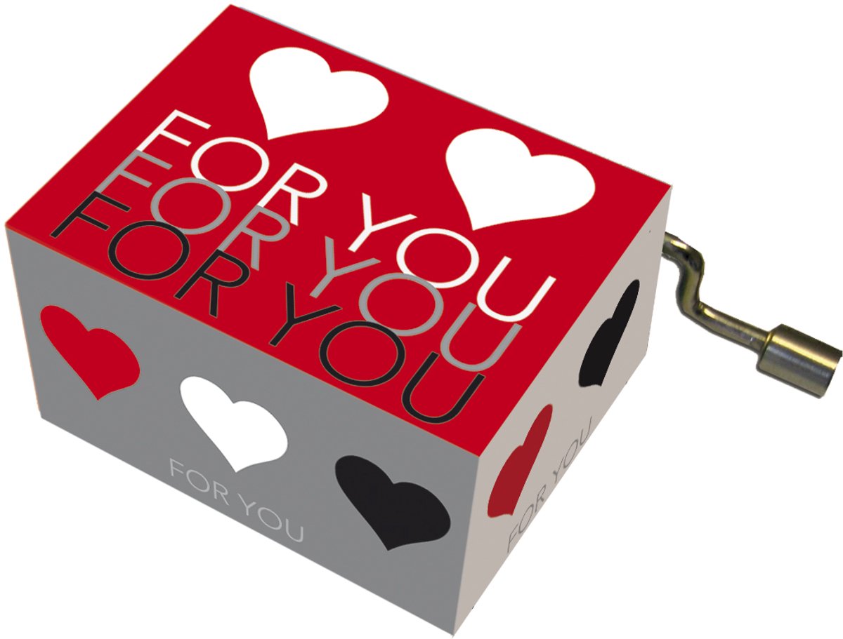 Muziekdoosje Verjaardag – FOR YOU – Rode Hartjes – Happy Birthday
