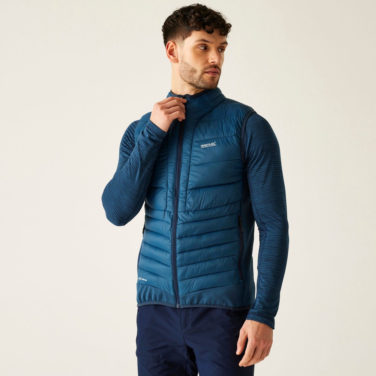 Leedre hybride gewatteerde bodywarmer voor heren Blauw