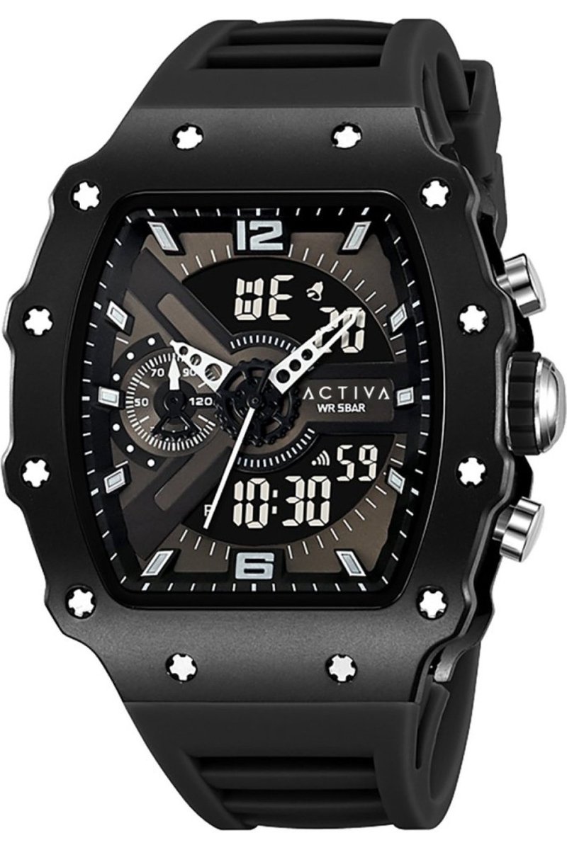 Activa X Invicta DIGITAL ESSENTIALS ACW2398-005 Heren Horloge - Waterdicht - Digitaal - Quartz Uurwerk - Plastic met zwarte Wijzerplaat - 44mm