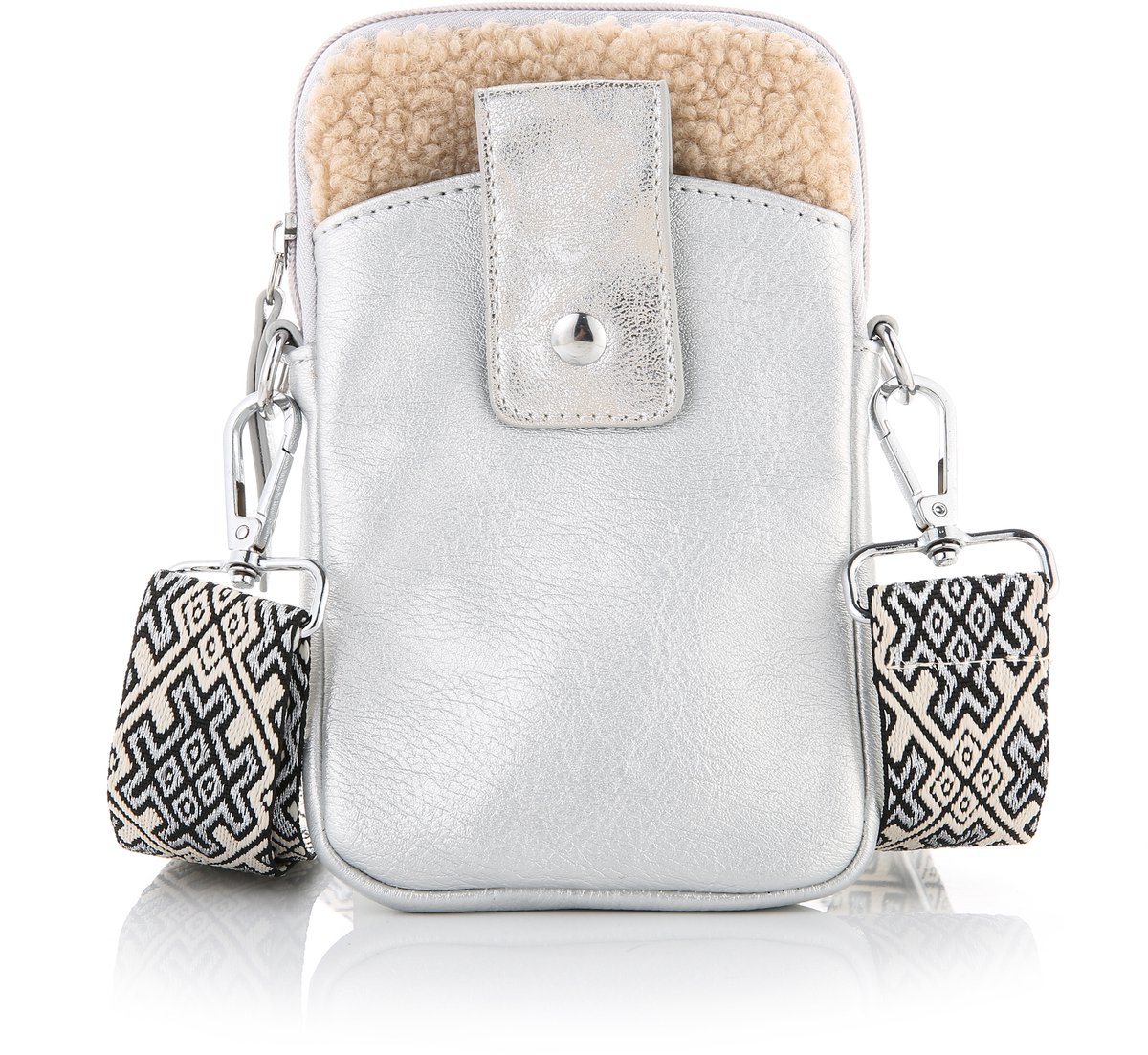 "Leren" Tas | Sunset fashion Shoudertasje | Zilver- bont / pu