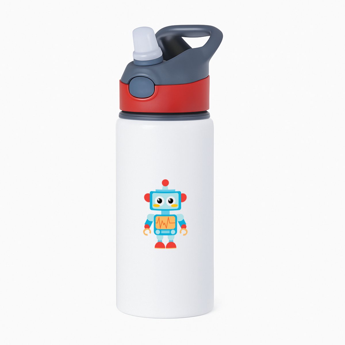 Hacebo® - Robot waterfles met rietje rood - Kind - baby's - speelgoed - cadeau voor een kind - peuter - water fles - 650ML