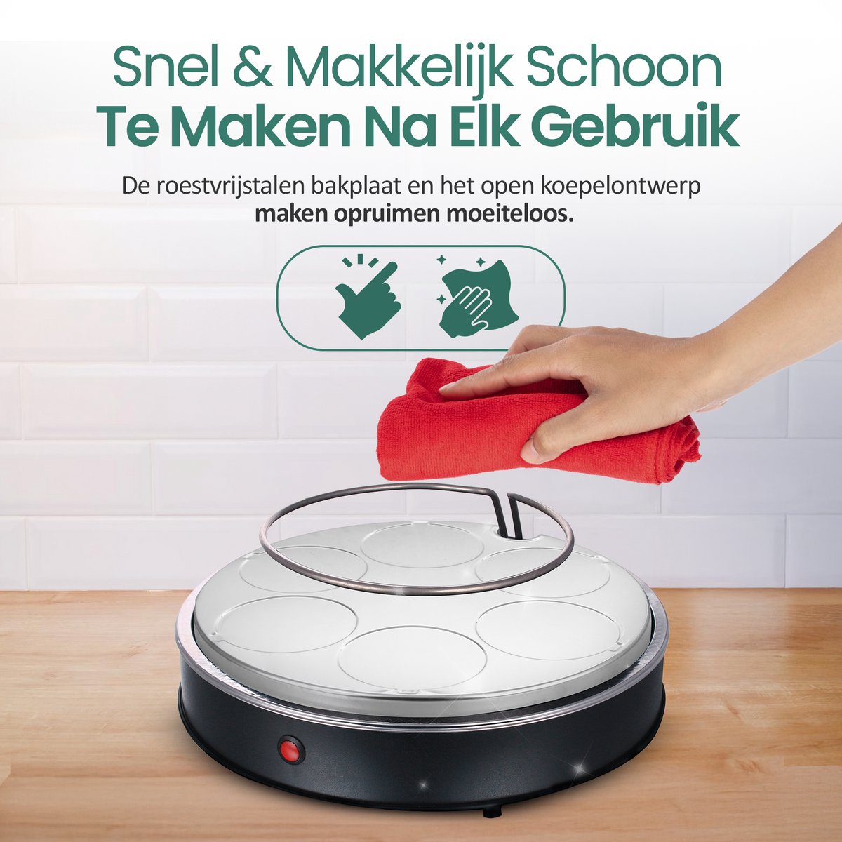Emerio Pizzarette Origineel - 6 Persoons Pizza Oven - Handgemaakte Terracotta Koepel - 6 Geïsoleerde Bakspatels - RVS Bakplaat - Gourmetstel - PO-115848.1 1500W – foto 4