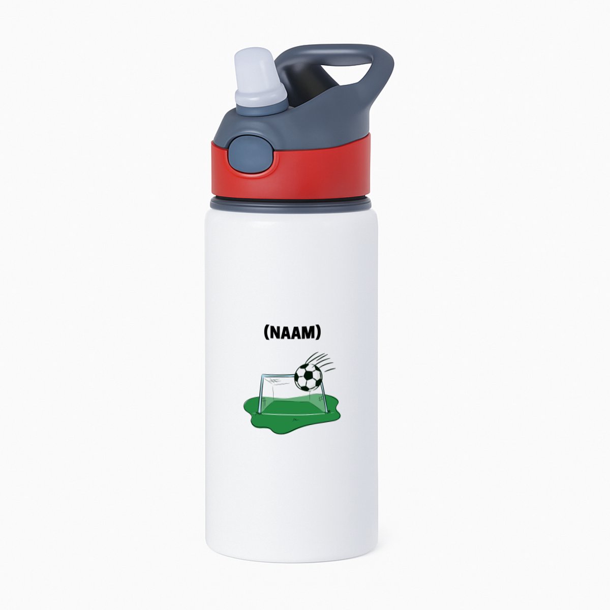 Hacebo® - Voetbal met eigen naam waterfles met rietje rood - Voetbal - Voetballer - Sport - water fles - 650ML