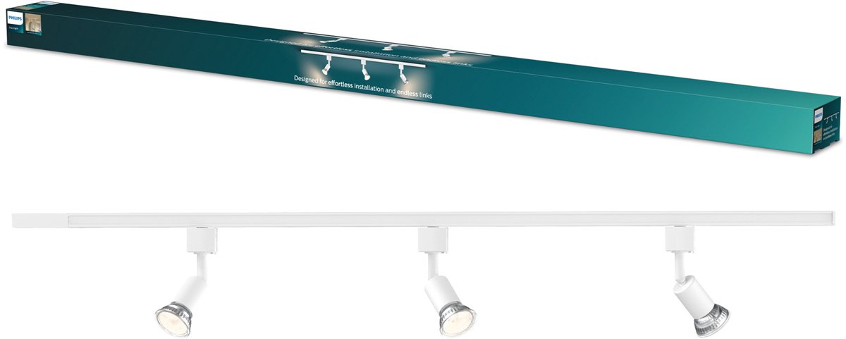 Philips EasyLink Tobia - Spot - GU10 fitting - Maximaal wattage: 7W - Wit - 3-pack - Railverlichting
