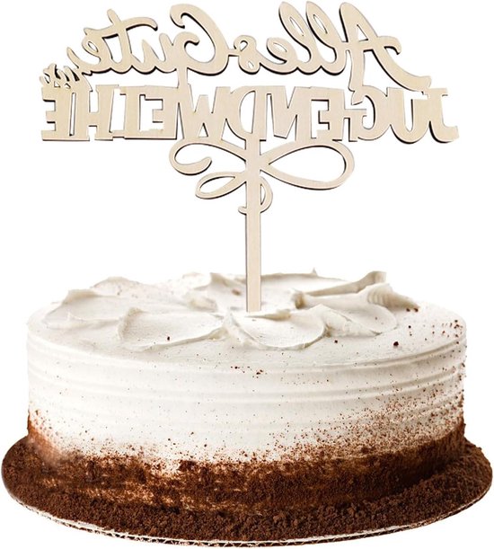 Cake topper hart van hout, taartdecoratie