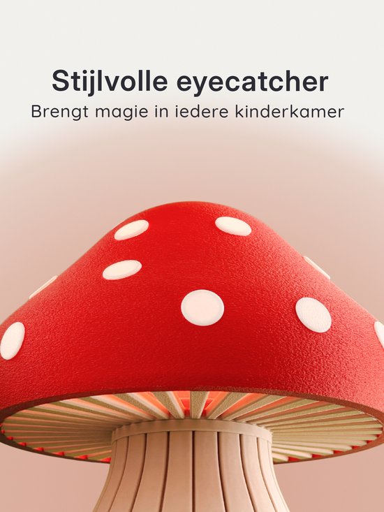 Droomlampje Paddenstoel – LED lampje met Zacht Rood Licht – Sprookjesachtig Design – Voor Kind & Babykamer – Droomlampjes Nachtlampje Paddenstoel