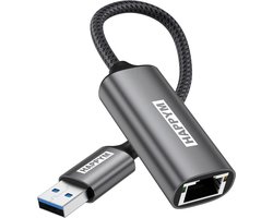 Adaptateur Ethernet USB A vers RJ45 – Gigabit 1000 Mbit/s – Adaptateur Réseau USB 3.0 vers LAN – Plug & Play – Aluminium – Pour ordinateur portable, PC, TV Box