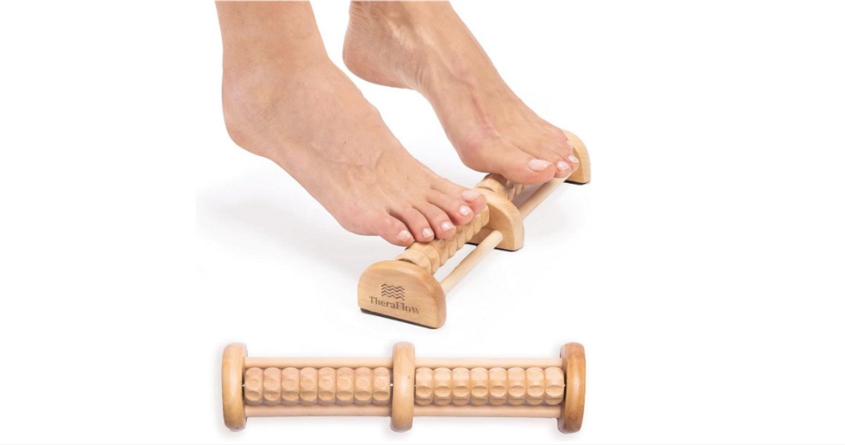 WNHB® Houten Voetmassageroller – Reflexzone Massage – Acupressuur Roller – Ontspannende Voetmassage – Stimuleert Bloedsomloop – Natuurlijke Houten Roller