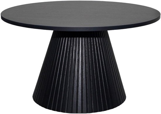 Oviala - Table basse ronde moderne 80 cm, effet bois noir - Lesly