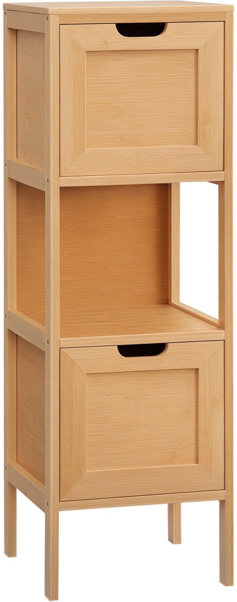 Kleankin badkamerkast - bamboe - 30L x 30B x 90H cm - natuurhout