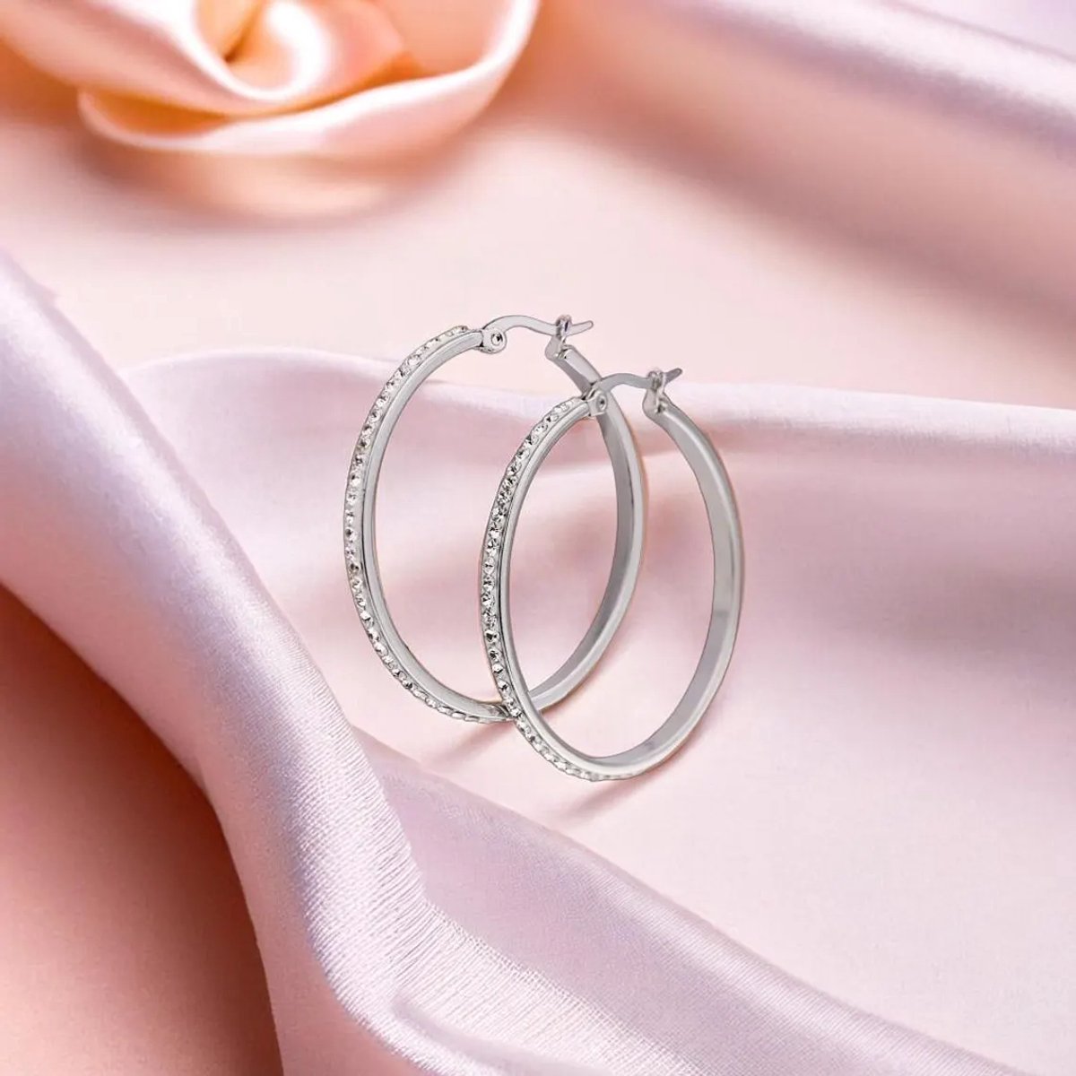 Oorringen zilverkleur Glam Chic 50 mm - Oorringen - Oorbellen - Glam Chic