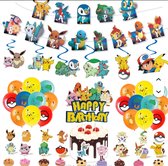 Pokémon - versiering voor partijtjes, kinderfeestjes of een themafeest - taarttopper - cupcaketopper - ballonnen - tafelkleed - mix pokemon - alles in 1 pakket - eenvoudig - kwalitatief
