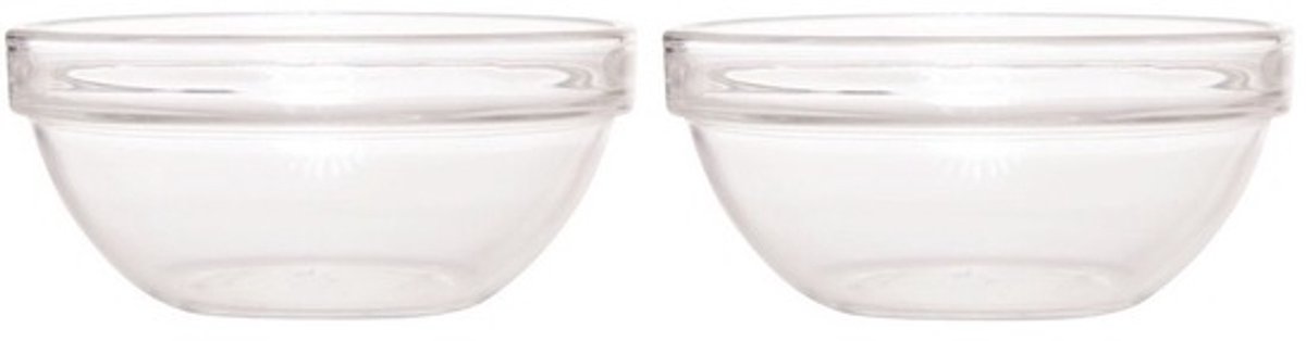 2x Salade schalen/slakommen van glas 26 cm - Schalen en kommen - Keuken accessoires