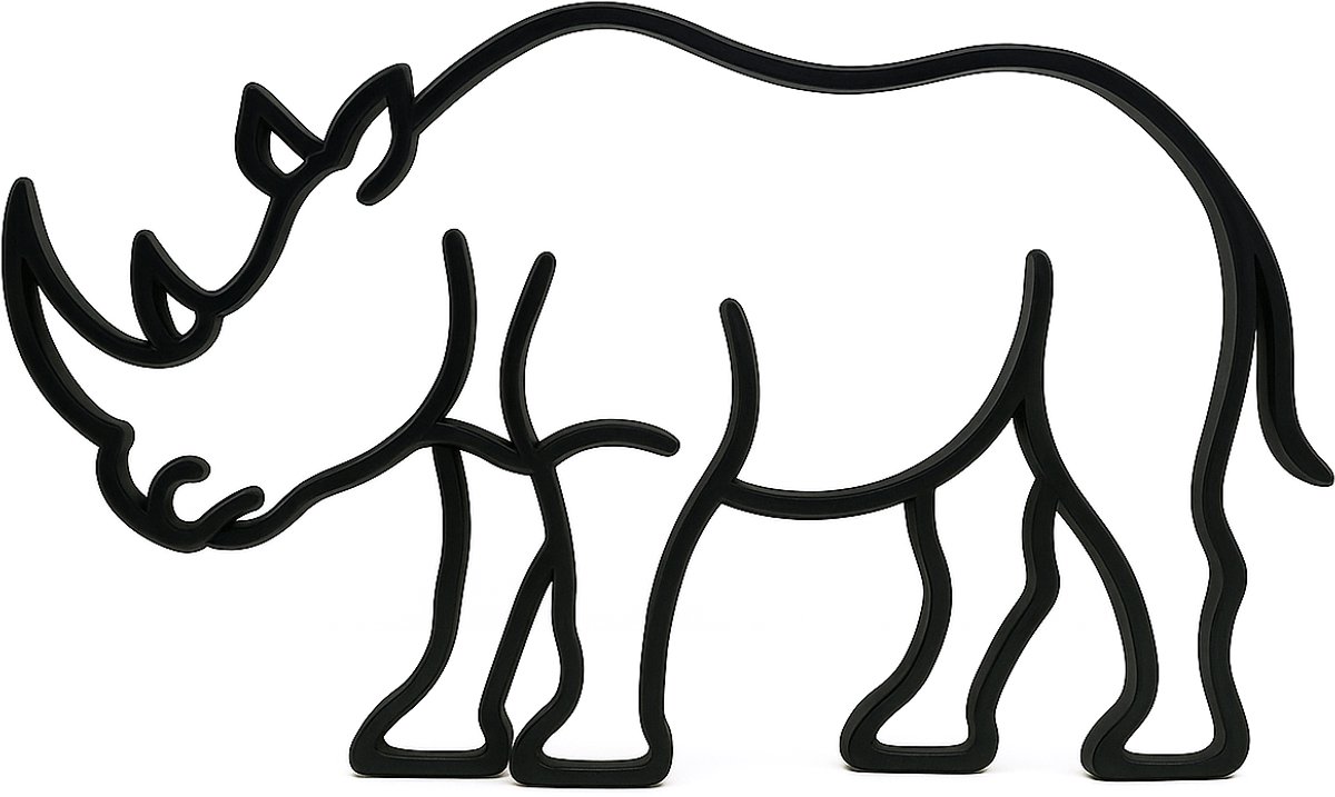 Neushoornbeeldje - zwart - 20 cm breed