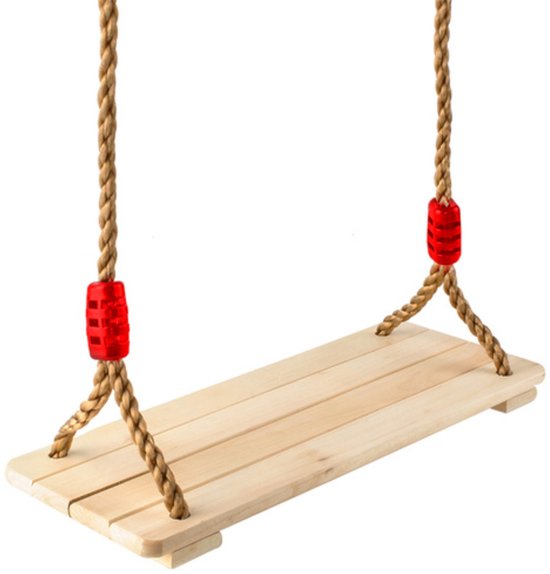 Balançoire en bois Kruzzel avec corde réglable et œillets de suspension en métal pour une utilisation en extérieur