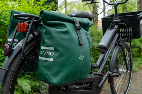 Voltano Dubbele Fietstas Rolltop E-bike Pro - Olijf Groen - 48 Liter - 100% Waterdicht - Fietstassen Electrische Fietsen