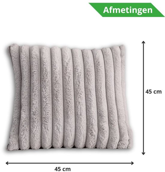 Set de 2 Coussins décoratifs 45x45 cm Gris clair | Tissu côtelé de Luxe double face | Coussins intérieurs inclus | Moelleux, doux, peluche, nounours | Ensemble de coussins décoratifs | Coussins pour canapé à l'intérieur, salon | Coussins Décoration