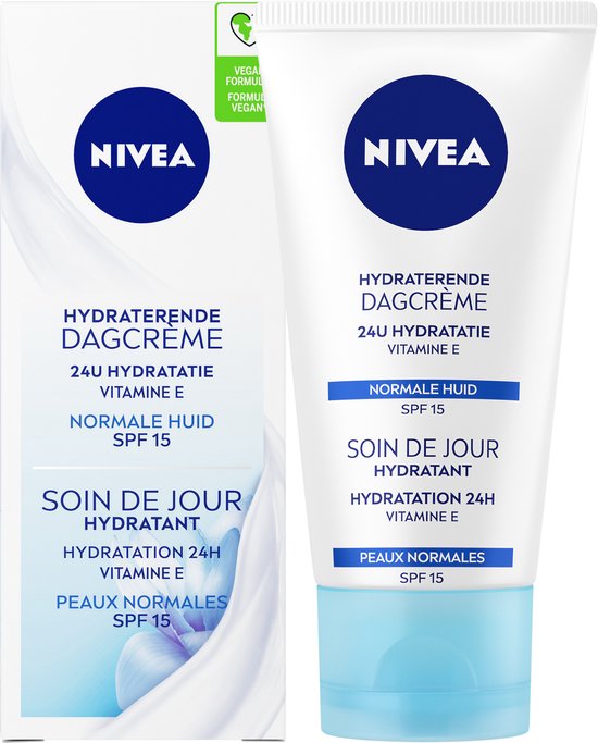NIVEA Essentials Hydraterende Dagcrème SPF 15 - Gezichtscreme Normale huid - Skincare - Moisturizer - Met vitamine E - 50 ml