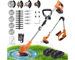 Grenintol® 4-in-1 Grastrimmer – Accu Grastrimmer – Kantenmaaier & Bosmaaier met 21V 4000mAh Batterij – 850W Borstelloze Motor – Elektrische Grastrimmer – Met 23 Messen – Opvouwbaar, Uittrekbare Steel, Kantelbare Kop – Voor Gazon & Tuinonderhoud