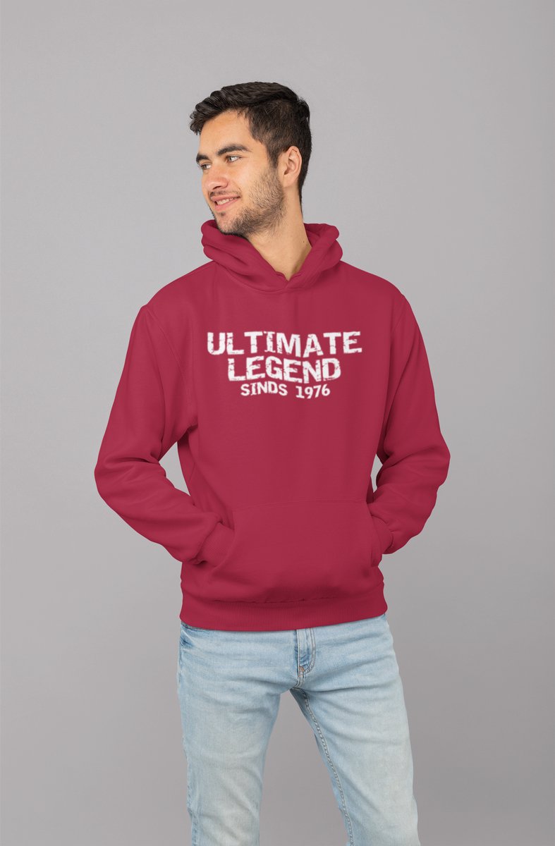 1976 Jaar Rood Hoodie heren - Maat M - Ultimate Legend - Verjaardag Cadeau Mannen - Limited Edition