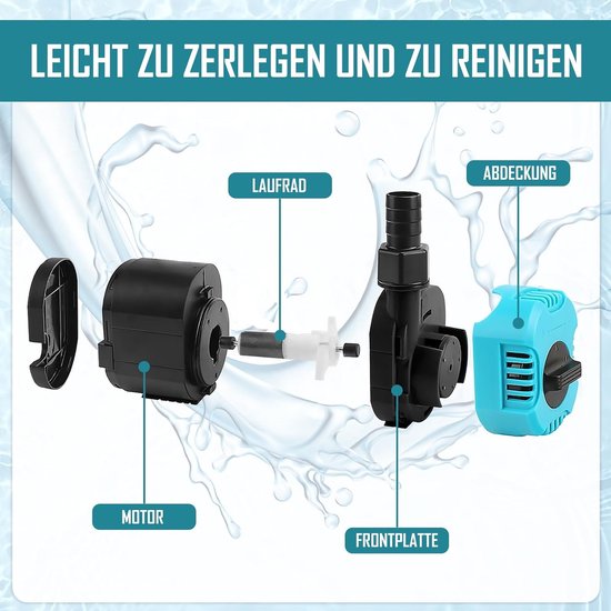 Mini-waterpomp 15W 1200L/H, ultrastille aquariumpomp met hoge slag, Mini dompelbaar, waterpomp dompelpomp transportpomp aquariumpomp fonteinpomp voor aquarium vijver tuin van Merkloos	 — afbeelding 4