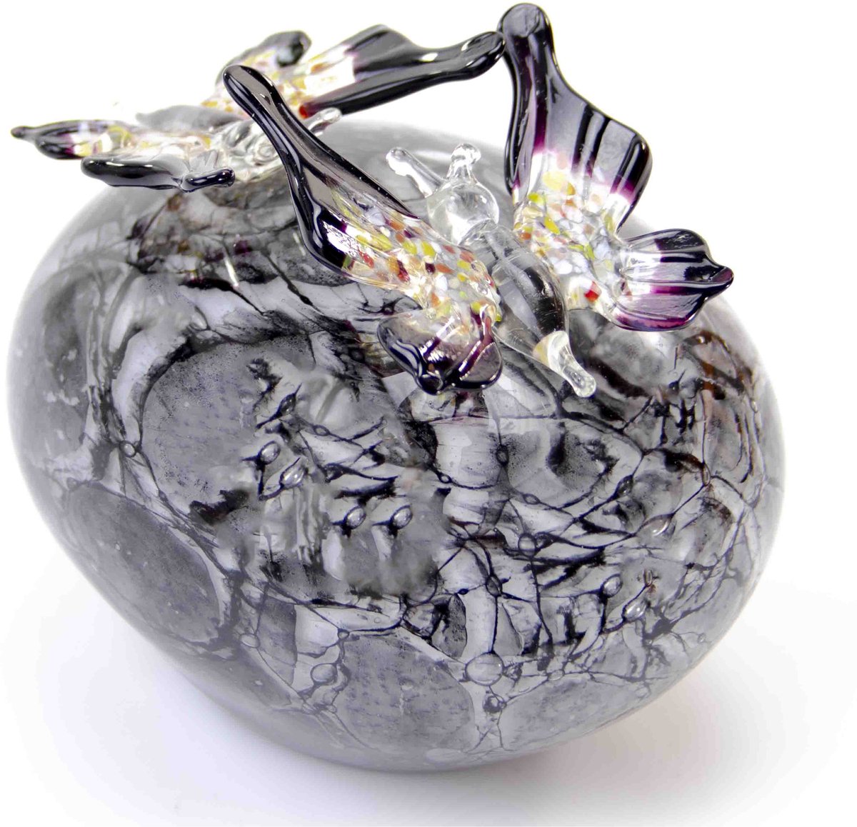 Loranto - Mini Urn Vlinders - Luxe Urn - Grijze Steen - Glazen Urn