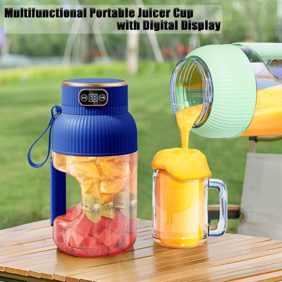 Draadloze Portable Blender - 1,5L - 10 Roestvrijstalen Mesjes - Smoothie Maker voor Onderweg - USB-C Oplaadbaar - Wit/Groen - Shakes & Juices van Merkloos — afbeelding 5