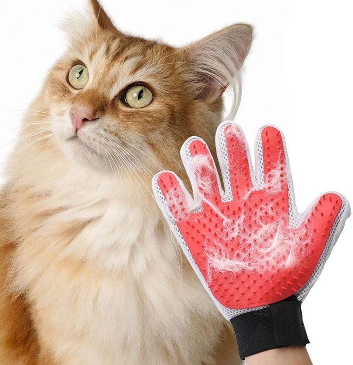 Kattenborstelhandschoenen - Kattenhaarhandschoenen - Hondenverzorging Verzorgingshandschoenen - 2 stuks - 259 meters - Diervriendelijk - Rood-ANMI