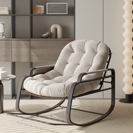 Chaise Longue Bois Clair et Blanc Cassé en Bambo