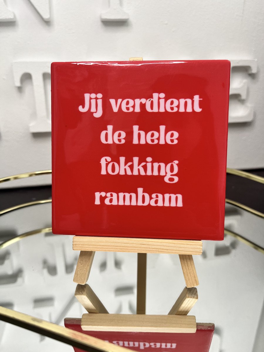 Tegeltje "Jij verdient de hele fokking rambam" | Viva Femme | Tegeltjes met tekst