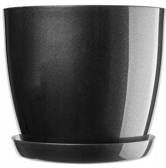 Kadax bloempot, plantenpot met onderschotel, ronde bloempot voor binnenshuis, elegante sierpot van kunststof, bloempot voor bloemen en planten, lichtgewicht plantenpot ( 18 cm, goud
