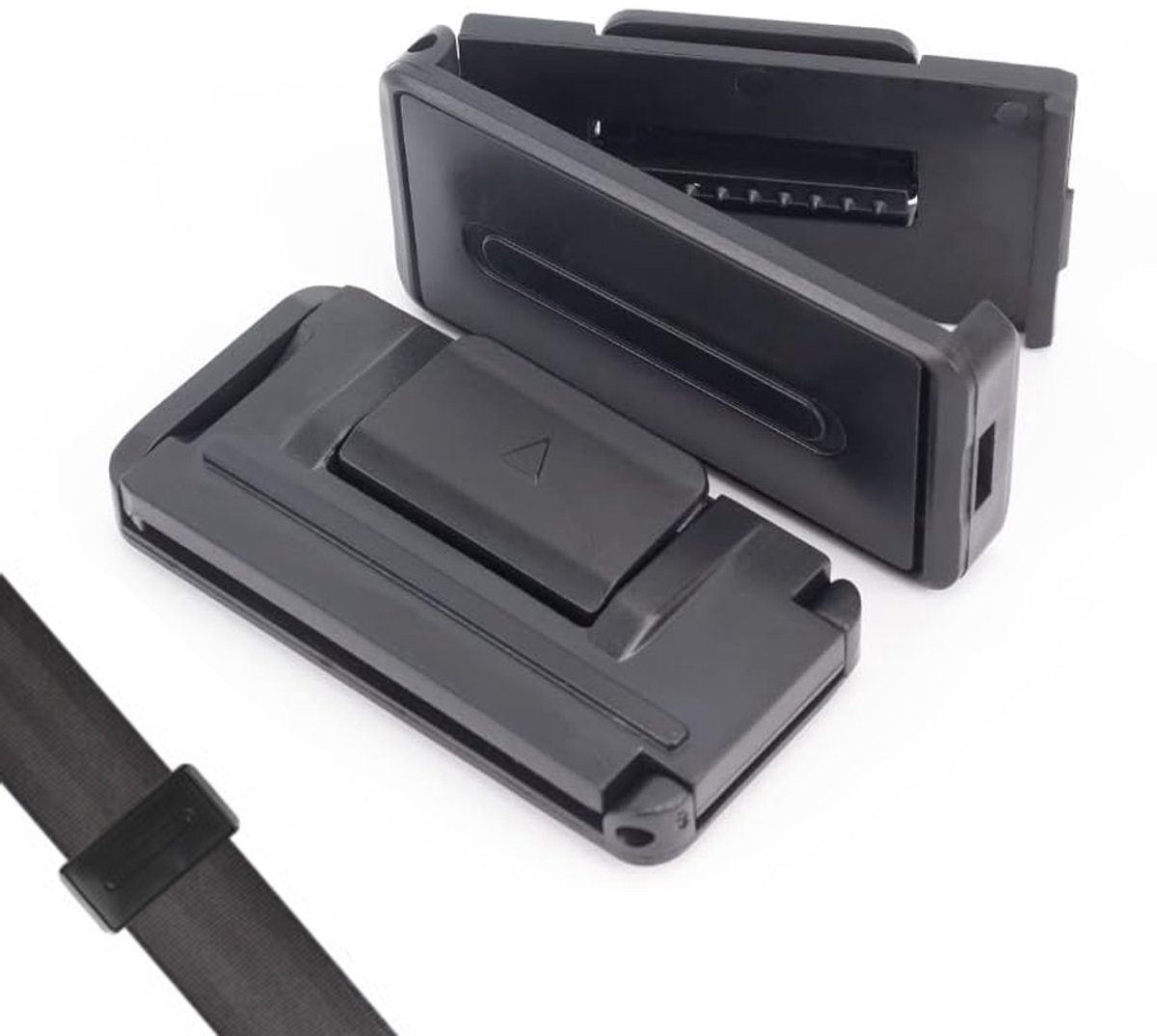 Image of 2x Gordelclip autostoel - Autogordel Versteller - Gordelclip - Gordelversmaller - Gordelbeschemer - Gordelklem - Gordelversteller - Gordel stopper - Veiligheidsgordelclip - Autogordel Clip - Accessoire voor auto kinderstoel - Universele - Zwart