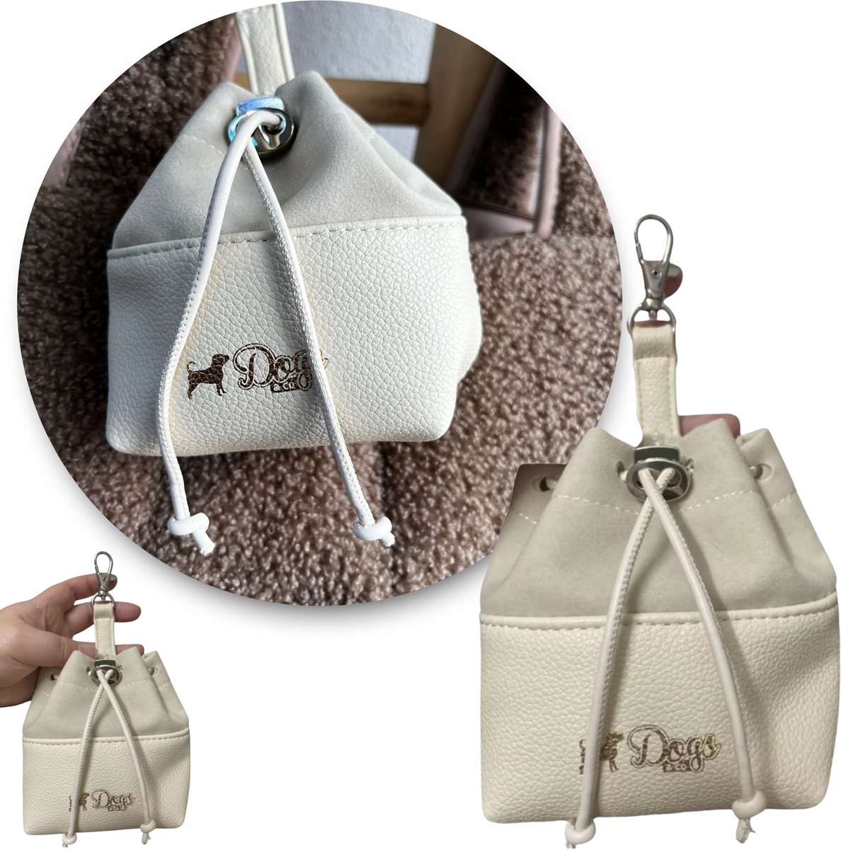 Dogs&Co® Voertasje Ecru - Beloningstasje voor Honden - Honden Beloningszakje - Snoepjes & Snacktasje