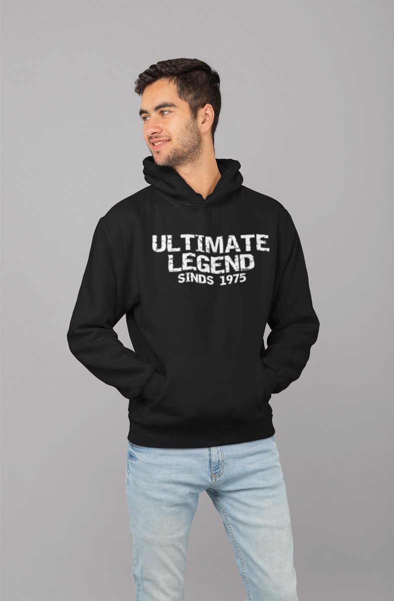 1975 Jaar Zwart Hoodie heren - Maat M - Ultimate Legend - Verjaardag Cadeau Mannen - Limited Edition