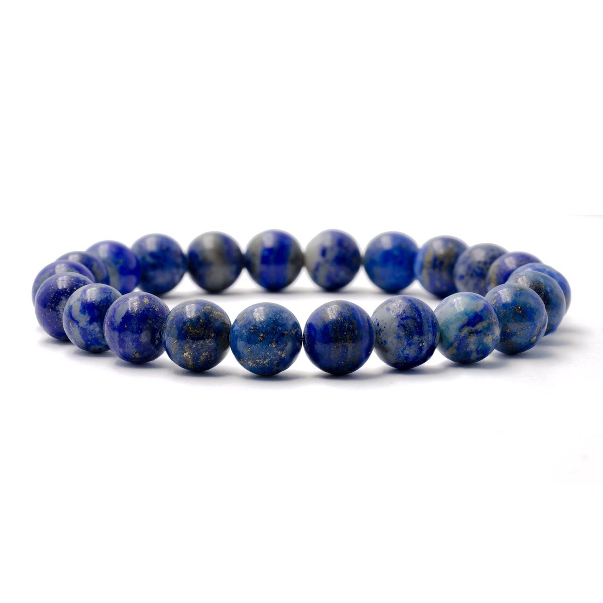 Bixorp Gems Lapis Lazuli Edelstenen Armband - Gepolijste Edelsteen Kralenarmband 8mm / 22cm
