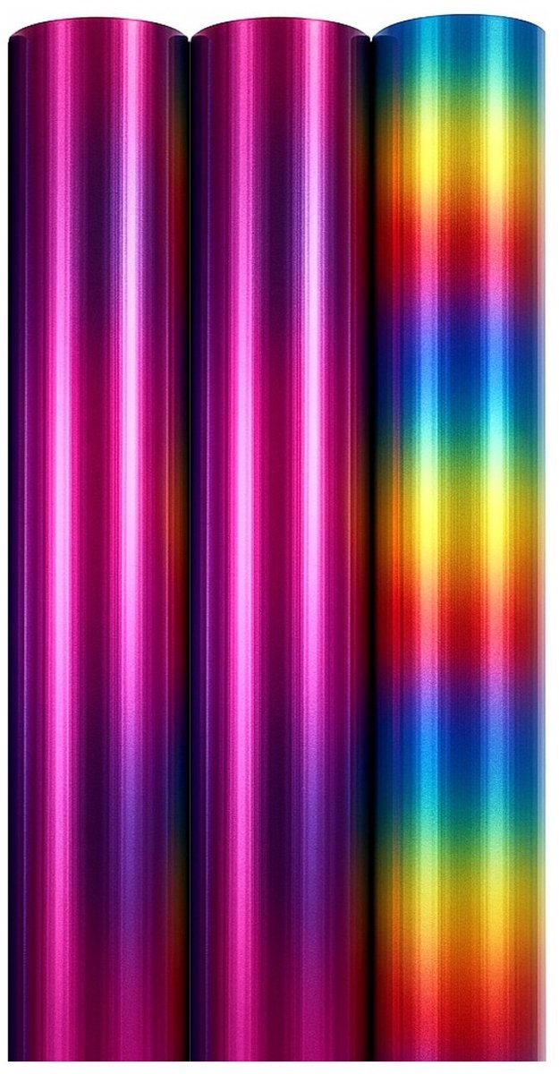 Regenboog cadeaupapier - Metallic inpakpapier voor elke gelegenheid - 150 x 70 cm - 3 rollen
