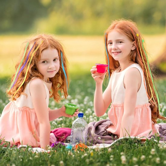 24 Pieces Kinder Kleurige Haarstrengen met Tangen - Kleurige Haarstrengen voor Haarverlenging - Haaraccessoires Set voor Feest en Vlechten van Merkloos	 — afbeelding 3