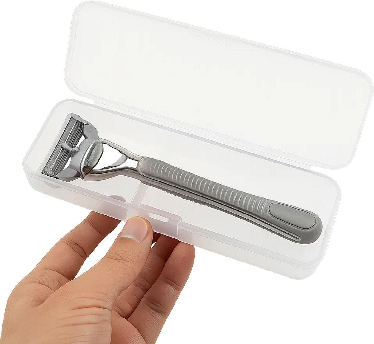 Scheermes Opbergbox – Scheermeshouder – Reisetui voor Mannen – Transparant – 5,5 x 14 cm