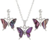 Tide Jewellery Paua Shell - Vlinder Collectie - Vlinder Set Roze