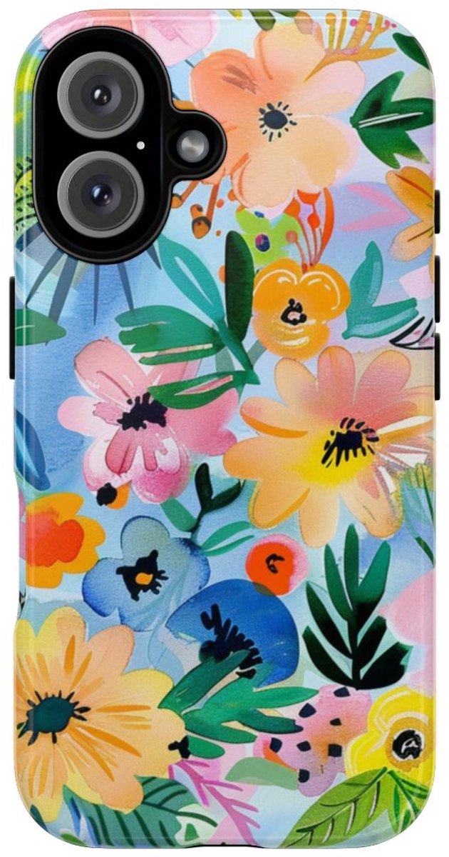 Aquarel Bloemenpatroon – Telefoonhoesje Geschikt voor iPhone 16