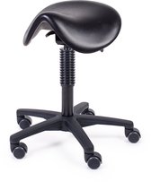 MTM zadelkruk HERTHA 160-N - ergonomische zwarte pur zitting - kunststof kruisvoet - op wielen - 46/62 cm