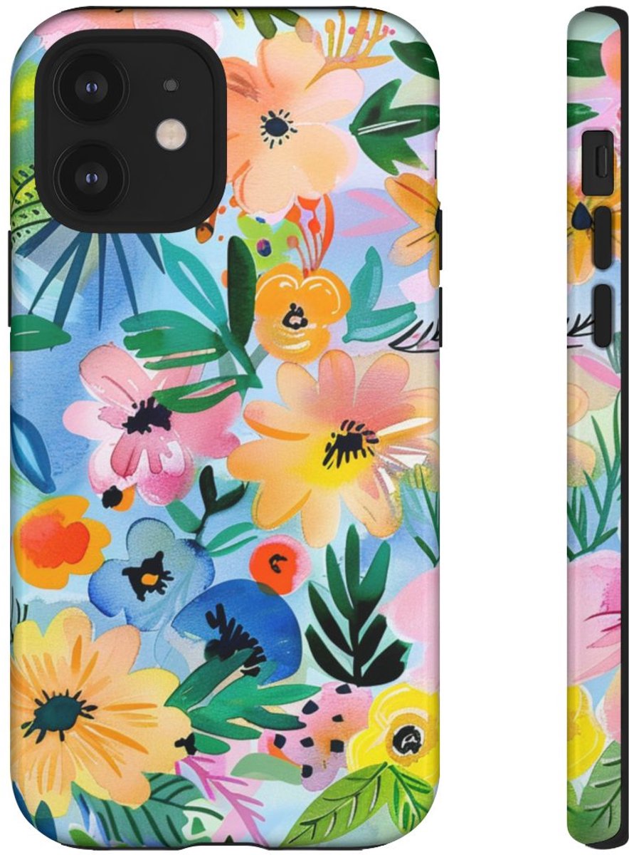 Aquarel Bloemenpatroon – Telefoonhoesje Geschikt voor iPhone 12