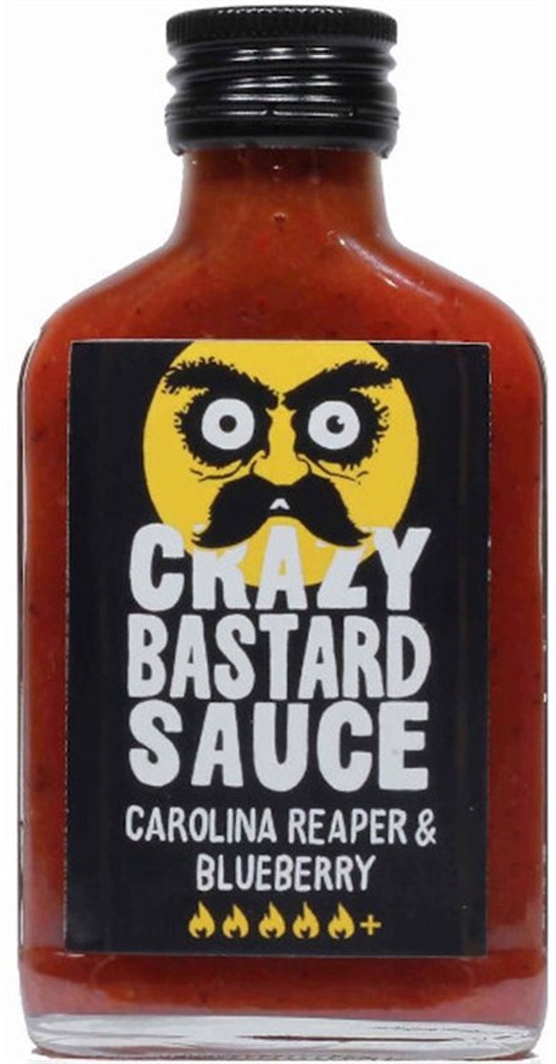 Crazy Bastard Hot Sauce – Carolina Reaper & Blueberry Hete Saus – Ultra Hete Fruitige Hot Sauce (100 ml)
