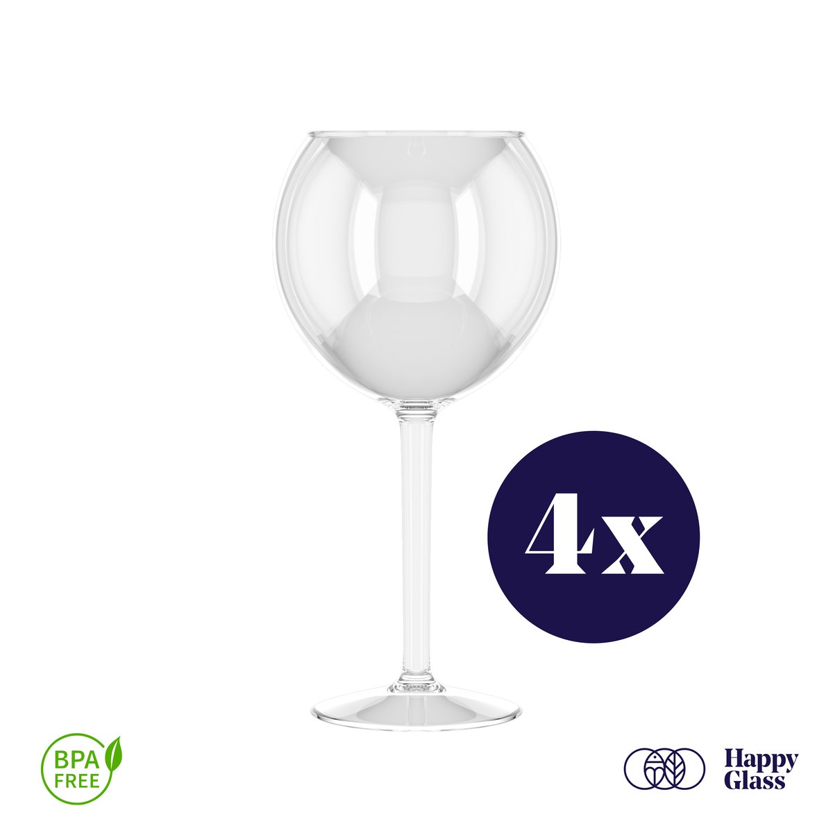 HappyGlass Miss Liza - Set van 4 kunststof Gin Tonic glazen - 63cl - Transparant - BPA-vrij Tritan